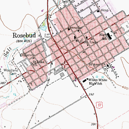 Topographic Map of Rosebud Rural Health Clinic, TX