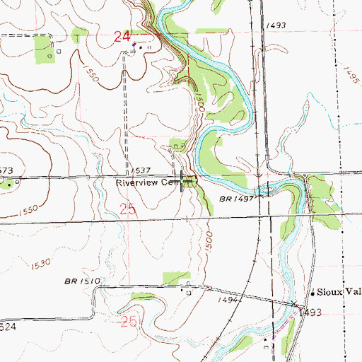 Topographic Map of Riverview Cemetery, SD
