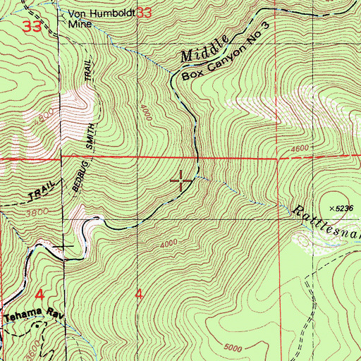 Topographic Map of Rattlesnake Creek, CA