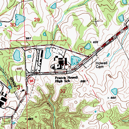 Topographic Map of Francis Howell Union High School, MO