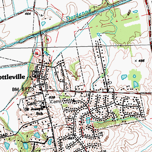 Topographic Map of Louis C. Saeger Middle School, MO