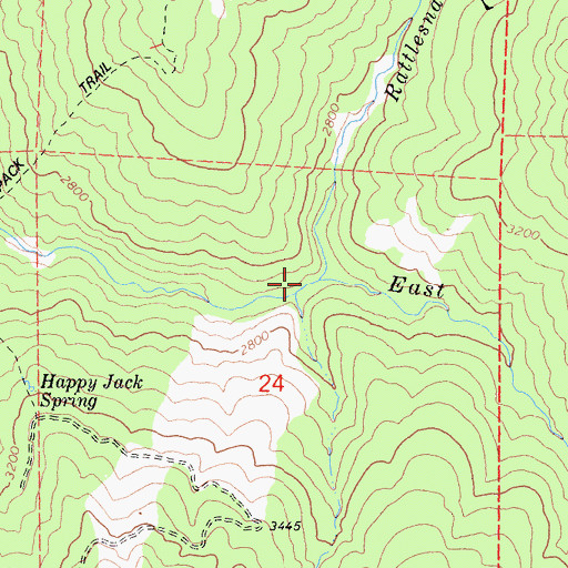 Topographic Map of Rattlesnake Creek, CA