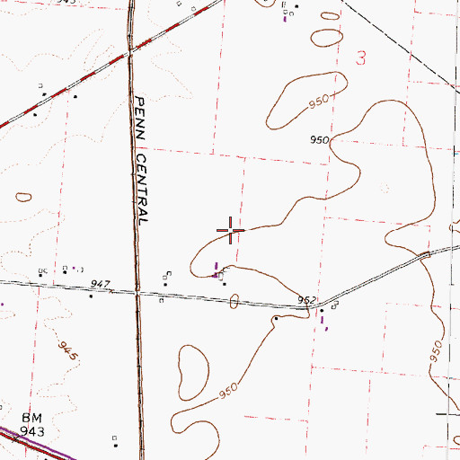 Topographic Map of Dawson Farms, OH