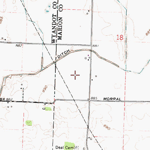 Topographic Map of Ralph Brothers Farms, OH