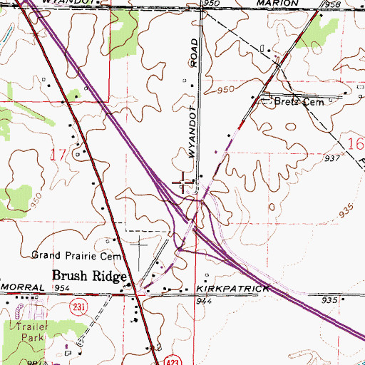 Topographic Map of Ackley Farms, OH