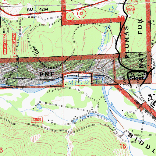 Topographic Map of Rattlesnake Creek, CA
