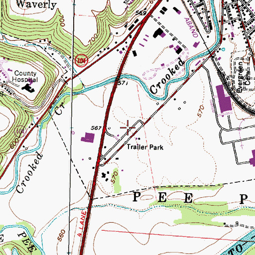 Topographic Map of Waverly Mobile Home Park, OH