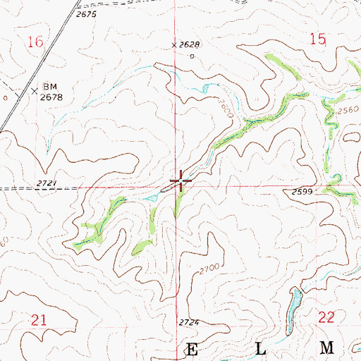 Topographic Map of Unorganized Territory of Elmwood, ND