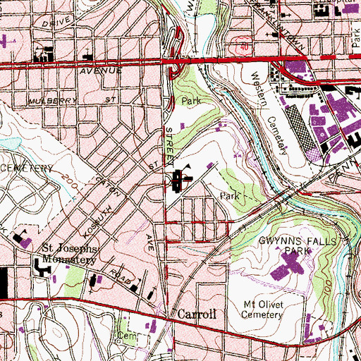 Topographic Map of Green Street Academy*, MD