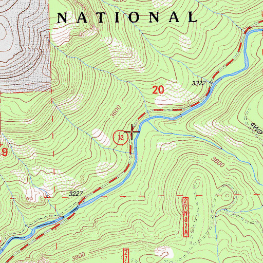 Topographic Map of Rattlesnake Creek, CA