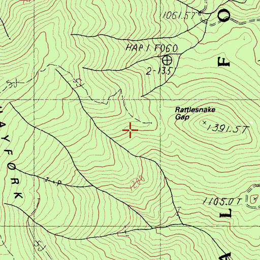 Topographic Map of Rattlesnake Gap, CA