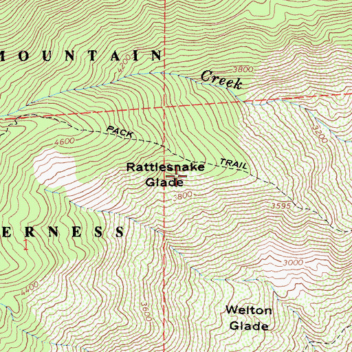 Topographic Map of Rattlesnake Glade, CA
