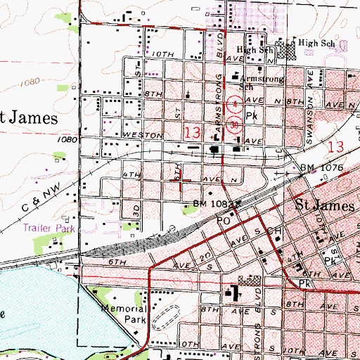 Topographic Map of Jaycee Park, MN
