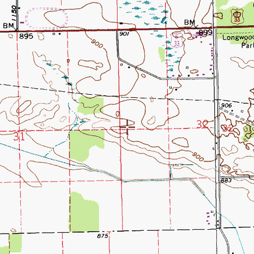 Topographic Map of Shobe Cemetery, IN