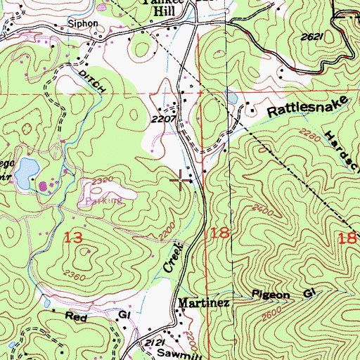 Topographic Map of Rattlesnake Gulch, CA