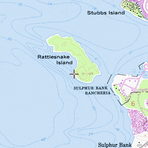 Topographic Map of Rattlesnake Island, CA