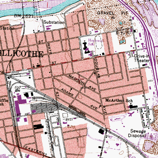 Topographic Map of Chillicothe First Church Of The Nazarene, OH