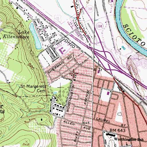 Topographic Map of Westside Church Of The Nazarene, OH