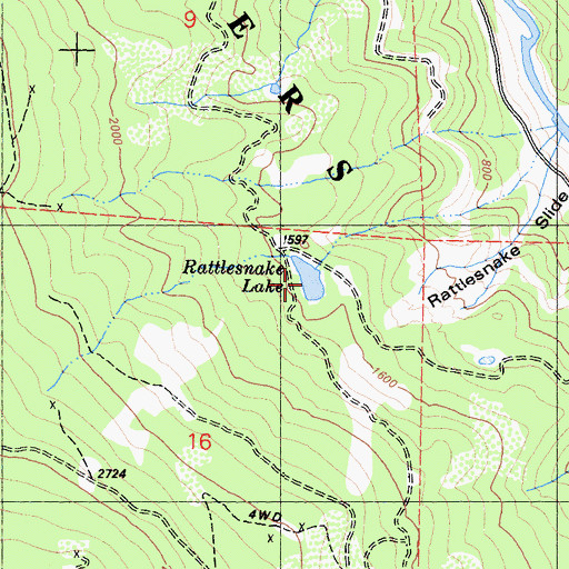 Topographic Map of Rattlesnake Lake, CA