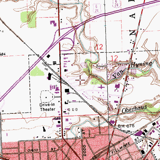 Topographic Map of Valleybrook Estates, OH