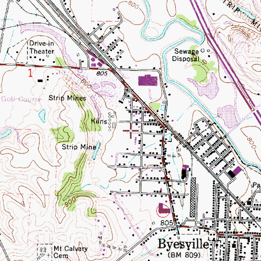 Topographic Map of Country Court Mobile Home Park, OH