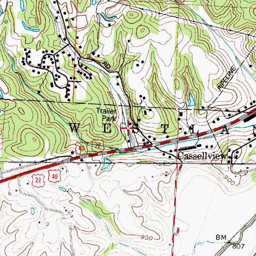 Topographic Map of Carruthers Trailer Park, OH