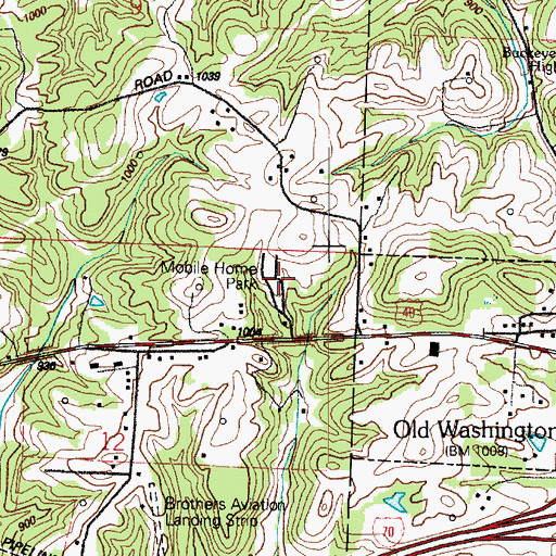 Topographic Map of Oak Hill Mobile Home Village, OH