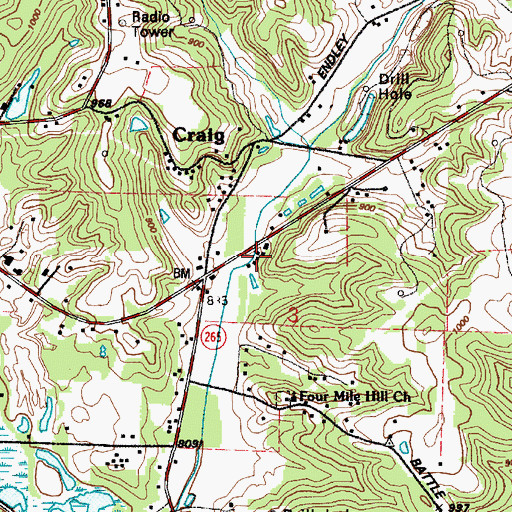 Topographic Map of Adair's Trailer Park, OH