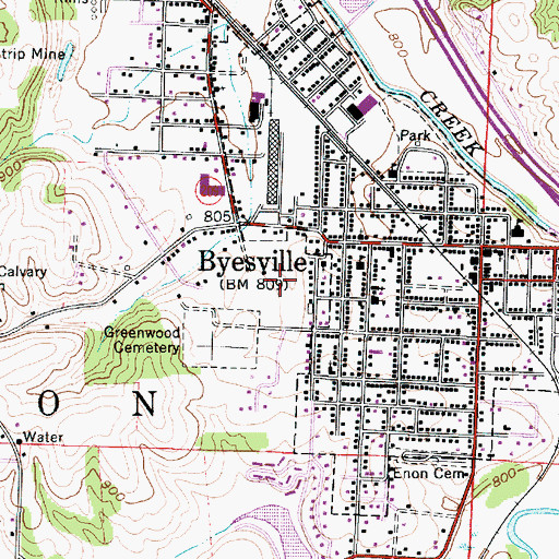 Topographic Map of Greenwood Mobile Home Park, OH