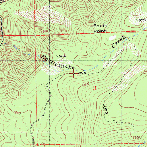 Topographic Map of Rattlesnake Mine, CA