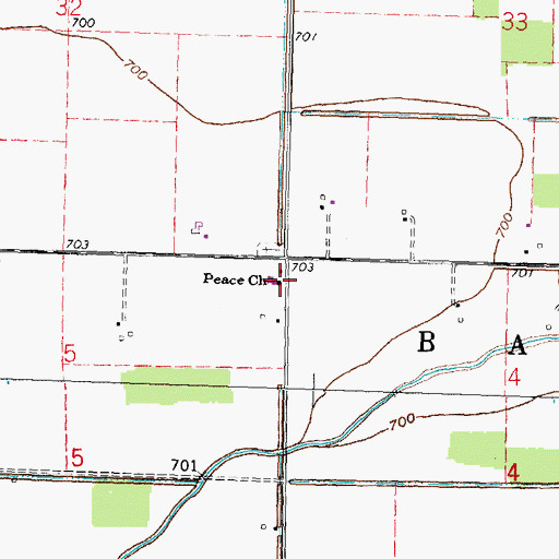 Topographic Map of Peace Lutheran Church of Deshler, OH
