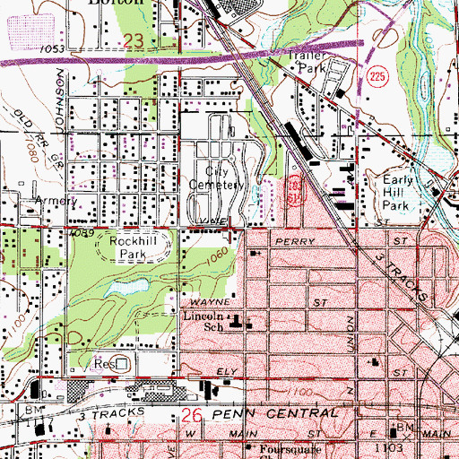 Topographic Map of Miller's Flowerland, OH