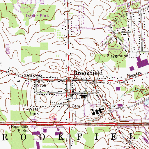 Topographic Map of Brookfield Gardens, OH