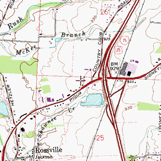 Topographic Map of Miami Valley Floral Farm, OH