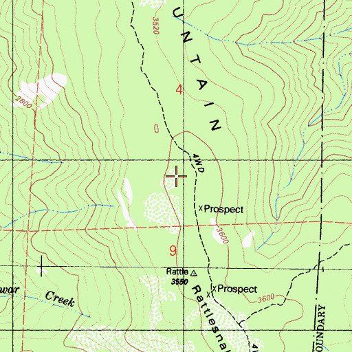 Topographic Map of Rattlesnake Mountain, CA