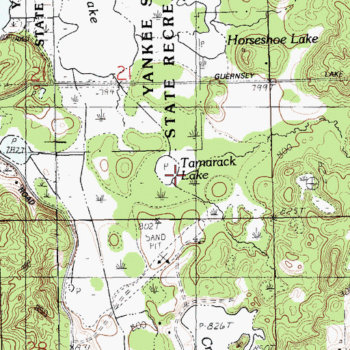 Topographic Map of Cave Creek, MI