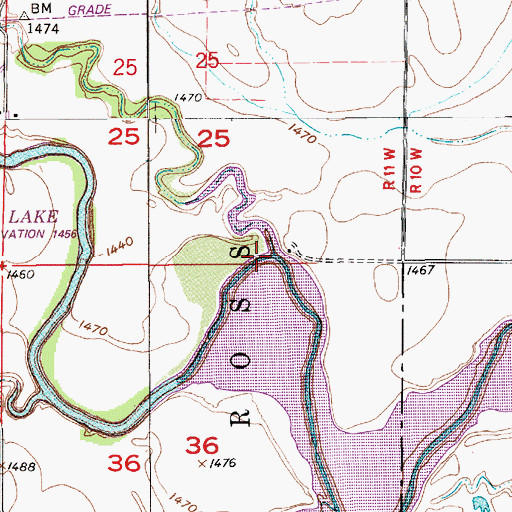 Topographic Map of Elm Creek, KS