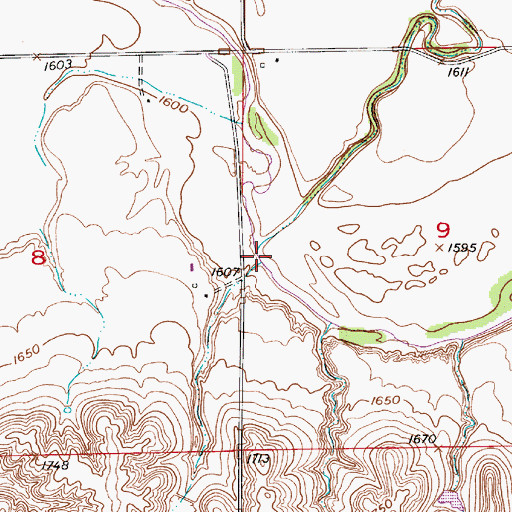 Topographic Map of Skunk Creek, KS