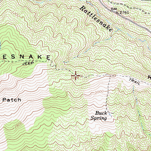 Topographic Map of Rattlesnake Ridge, CA