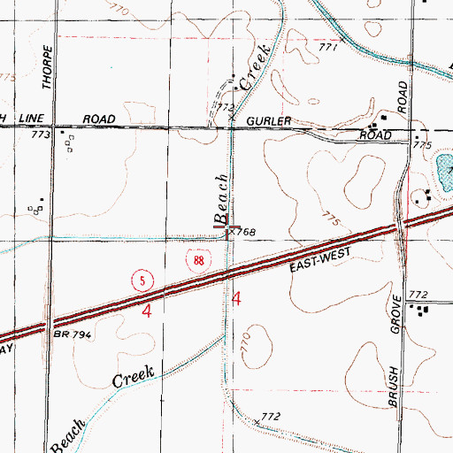 Topographic Map of Grubin Ditch, IL