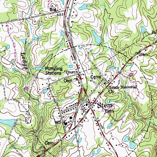 Topographic Map of Stem United Methodist Church, NC