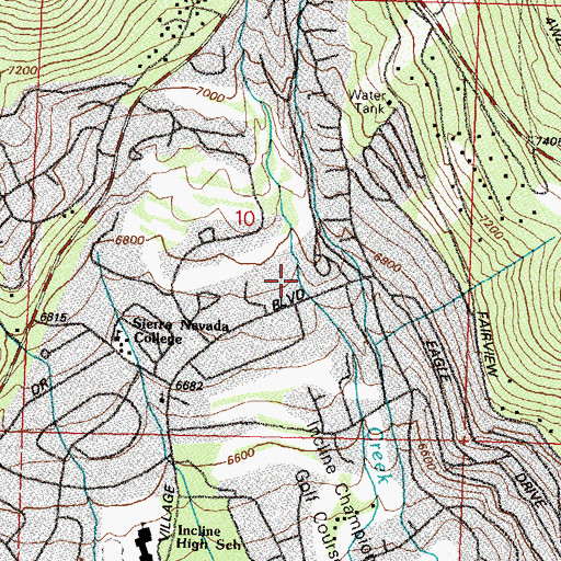 Topographic Map of Incline Village Census Designated Place, NV