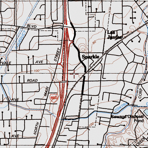 Topographic Map of Contra Costa Centre, CA