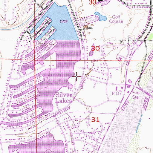 Topographic Map of Silver Lakes, CA