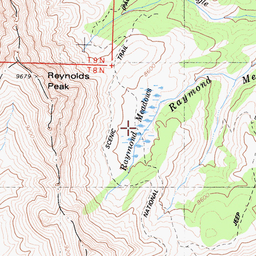 Topographic Map of Raymond Meadows, CA