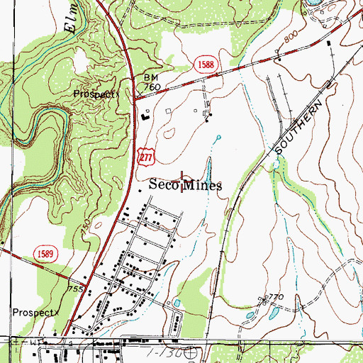 Topographic Map of Siesta Acres, TX