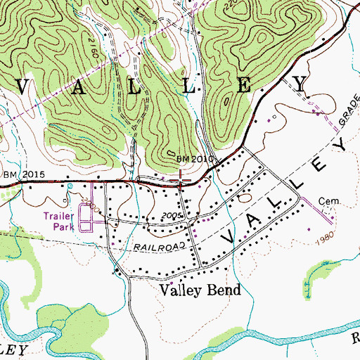 Topographic Map of Valley Bend, WV
