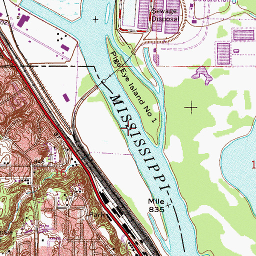 Topographic Map of Pig Eye Post Light (historical), MN