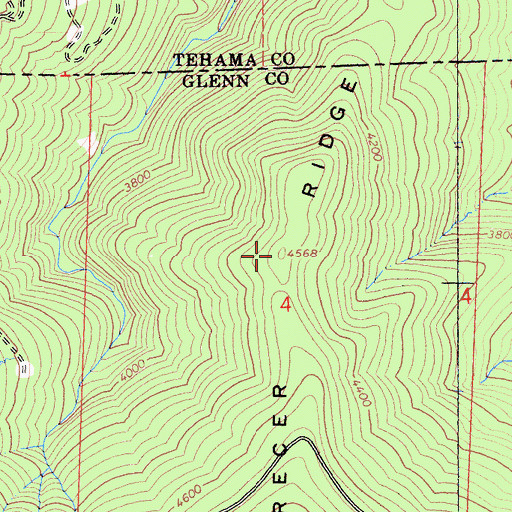 Topographic Map of Recer Ridge, CA