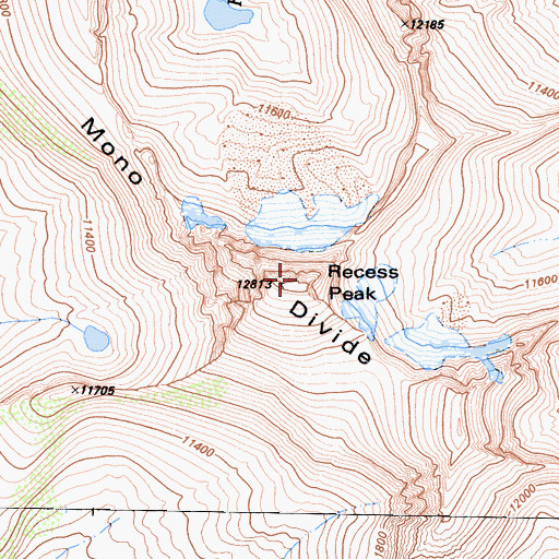 Topographic Map of Recess Peak, CA